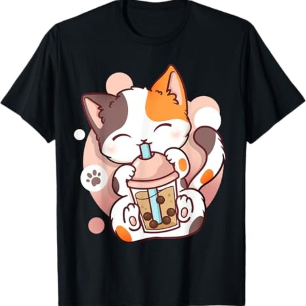 Cat Boba Tea Bubble Tea Anime Kawaii Neko T-Shirt